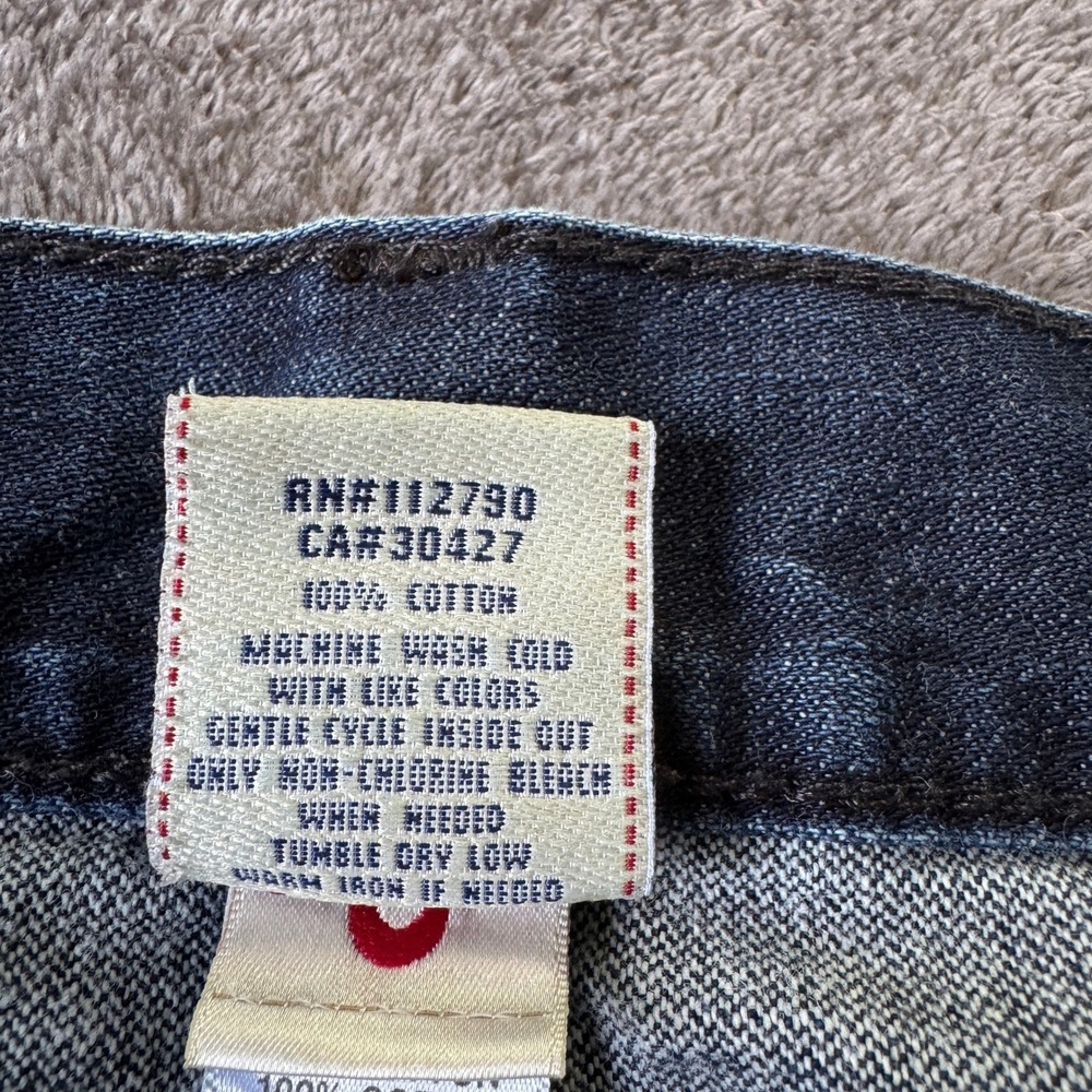 True Religion Ricky Super T Mens Jeans Size 40 Dark Wash Straight Flap Pocket - Picture 5 of 11